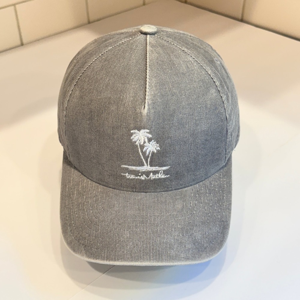 TravisMathew Palm Tree Snapback Hat Gray Corduroy Golf Cap